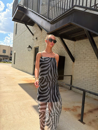 Wild Nights Zebra Sheer Maxi Black