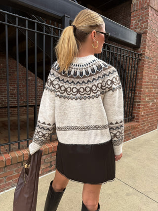 Amanda Nordic Cardigan Oatmeal Brown