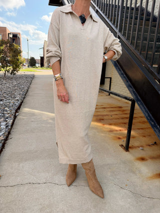 Nicole Cotton Sweater Knit Dress Natural