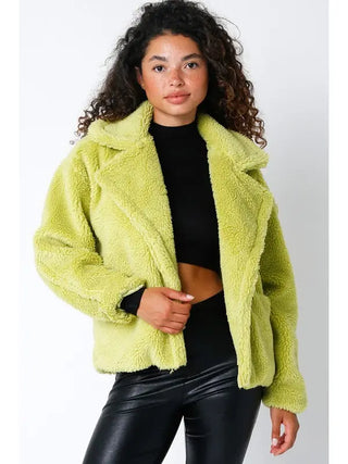 Olivaceous | Gabby Plush Jacket Green