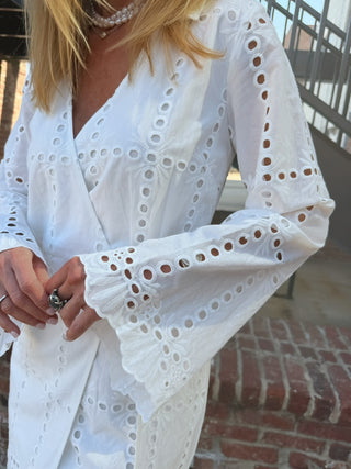 ADELYN RAE | Bella Wrap Eyelet Mini Dress