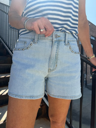 The Kacey Studded Denim Shorts