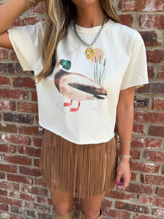 Mallard Duck Vintage Graphic Crop Top Ivory