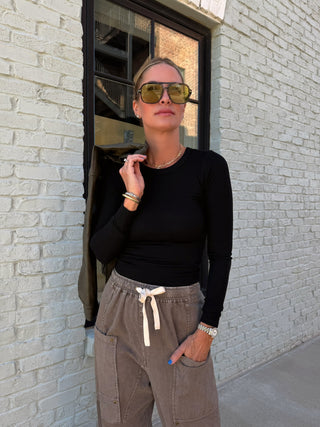 Abbey Long Sleeve Top Black