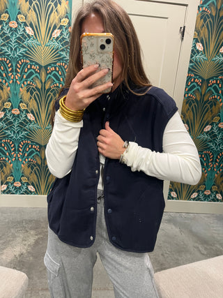 Lalamia | Ira Cotton Loop Terry Vest Navy