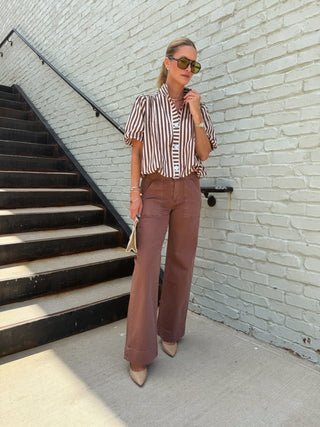Wyla Vintage Stripe Top Brown