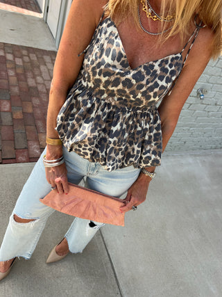 Miou Muse | Peplum Leopard Top