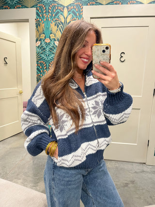 Le Lis | Daris Fair Isle Jacket Navy-White Multi