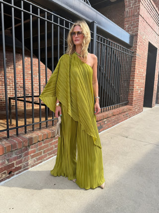 Ellie Pleated Set Chartreuse