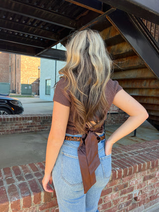 LE LIS | Brownie Tie Knit Top