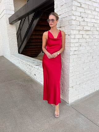 Dress Forum | Paula Twisted Strap Maxi Dress Red
