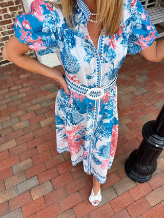 Sundayup | Ceris Puff Sleeve Maxi Dress Blue
