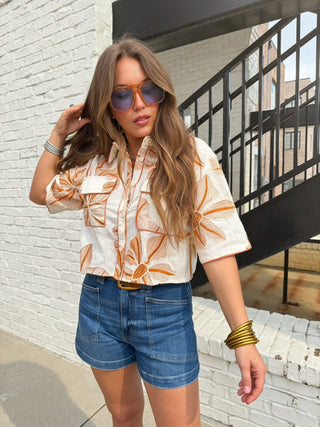 Lena Palma tropical print resort top