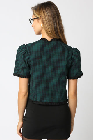 Olivaceous | Tara Checkered Top Green Black