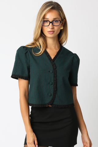 Olivaceous | Tara Checkered Top Green Black