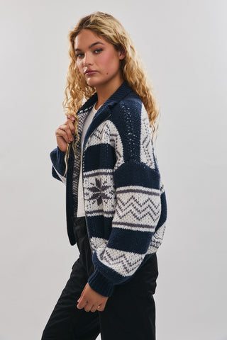 Le Lis | Daris Fair Isle Jacket Navy-White Multi