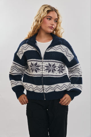 Le Lis | Daris Fair Isle Jacket Navy-White Multi