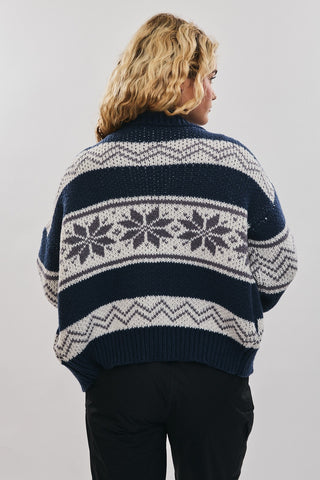 Le Lis | Daris Fair Isle Jacket Navy-White Multi
