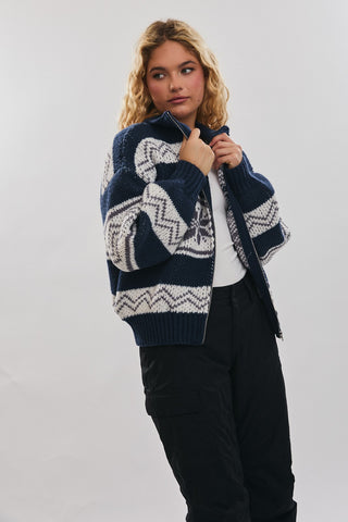 Le Lis | Daris Fair Isle Jacket Navy-White Multi