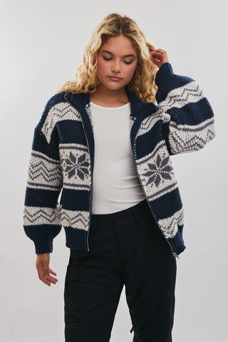 Le Lis | Daris Fair Isle Jacket Navy-White Multi