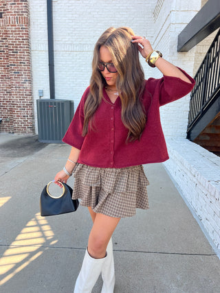 Entro | Greia Button Front Sweater Burgundy