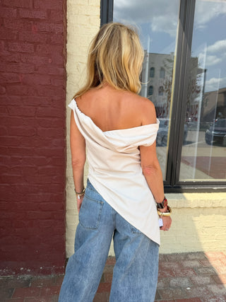 Fallon One-Shoulder Top Ecru