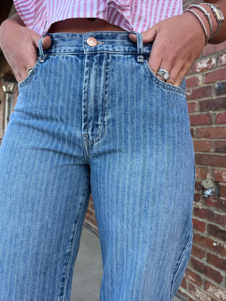 Habitual | Denver Stripe Wide Leg Crop Jean