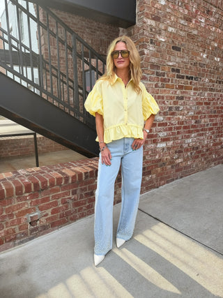 ENTRO | Poppi Peplum Top Yellow