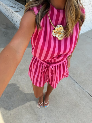 GLAM | Charlie Stripe Padded Set - Fuchsia
