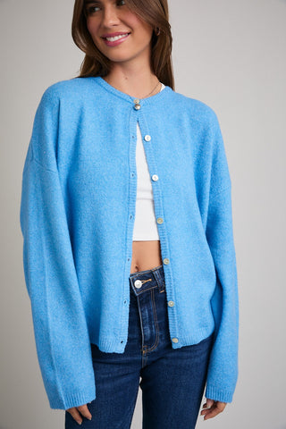 Le Lis | Ellie Crew Neck Cardigan Blue