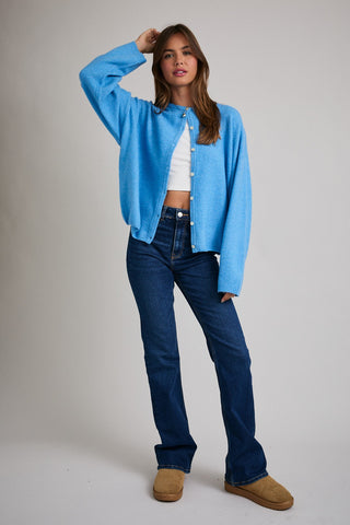 Le Lis | Ellie Crew Neck Cardigan Blue