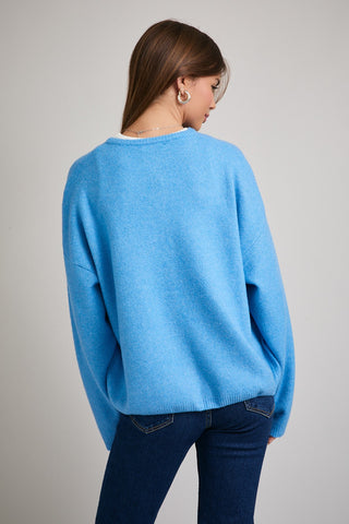 Le Lis | Ellie Crew Neck Cardigan Blue