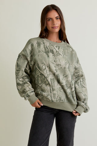 Le Lis | Blair Camo Print Sweatshirt Sage Camo