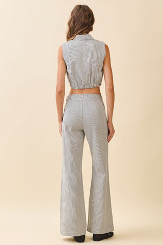 TCEC | Zoe Pinstripe Wide Pants Black