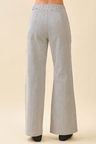 TCEC | Zoe Pinstripe Wide Pants Black