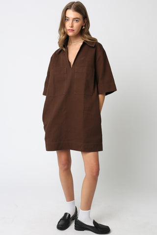 Olivaceous | Lily Pocket Dress Brown