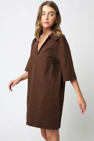 Olivaceous | Lily Pocket Dress Brown