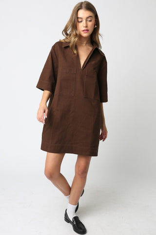 Olivaceous | Lily Pocket Dress Brown