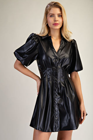 GLAM | Betty Pleather Dress Black