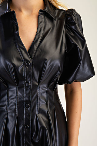GLAM | Betty Pleather Dress Black