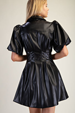 GLAM | Betty Pleather Dress Black
