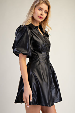 GLAM | Betty Pleather Dress Black