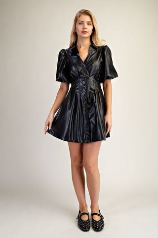 GLAM | Betty Pleather Dress Black
