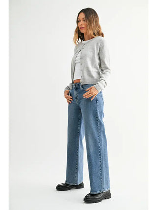 Rachael Mid Rise Slim Wide Leg Jeans