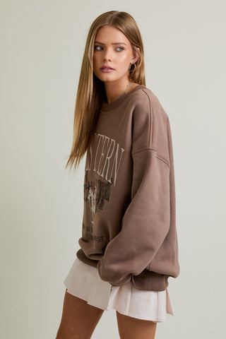Le Lis | Cowboy Oversized Sweatshirt Mocha