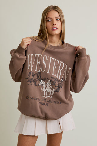 Le Lis | Cowboy Oversized Sweatshirt Mocha