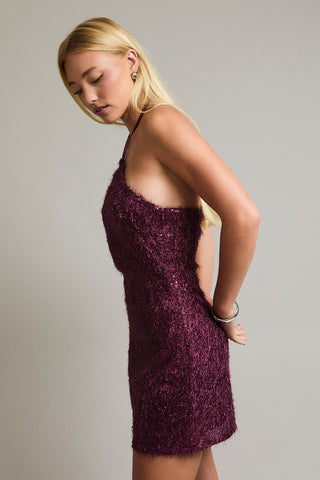 Le Lis | Auren Sequin Halter Dress Dk Purple