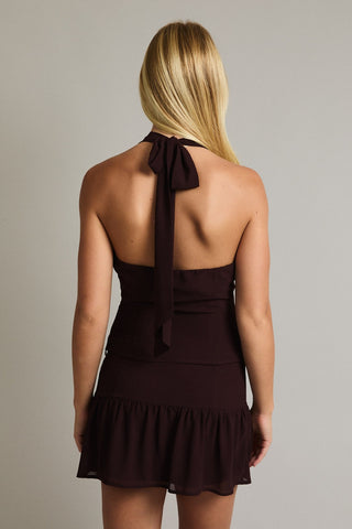 Le Lis | Isola Halter Chiffon Set Brown