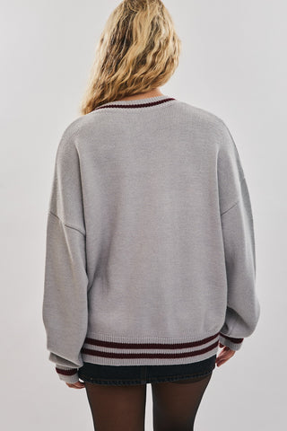 Le Lis | 'Thankful & Blessed' Sweater H Grey-Burgundy