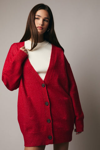 Le Lis | Callen Recycled Oversize Cardigan Red